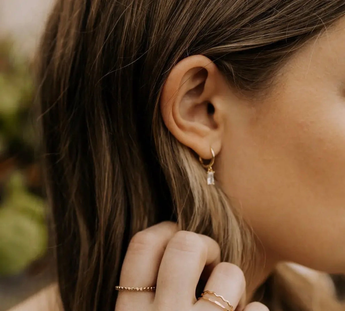 Rectangle diamond charm hoops (various)