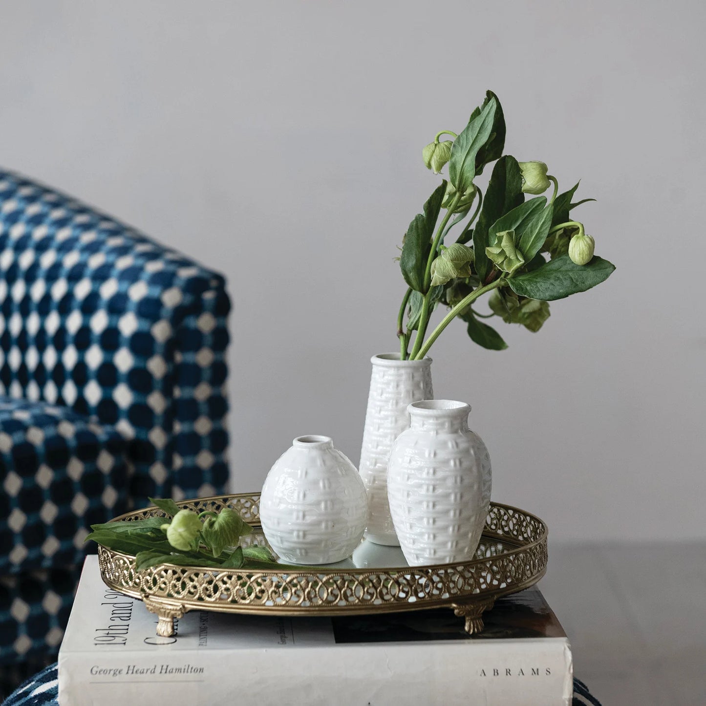 White ceramic textured bud vase (various)