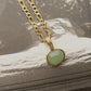 Green stone pendant chain necklace