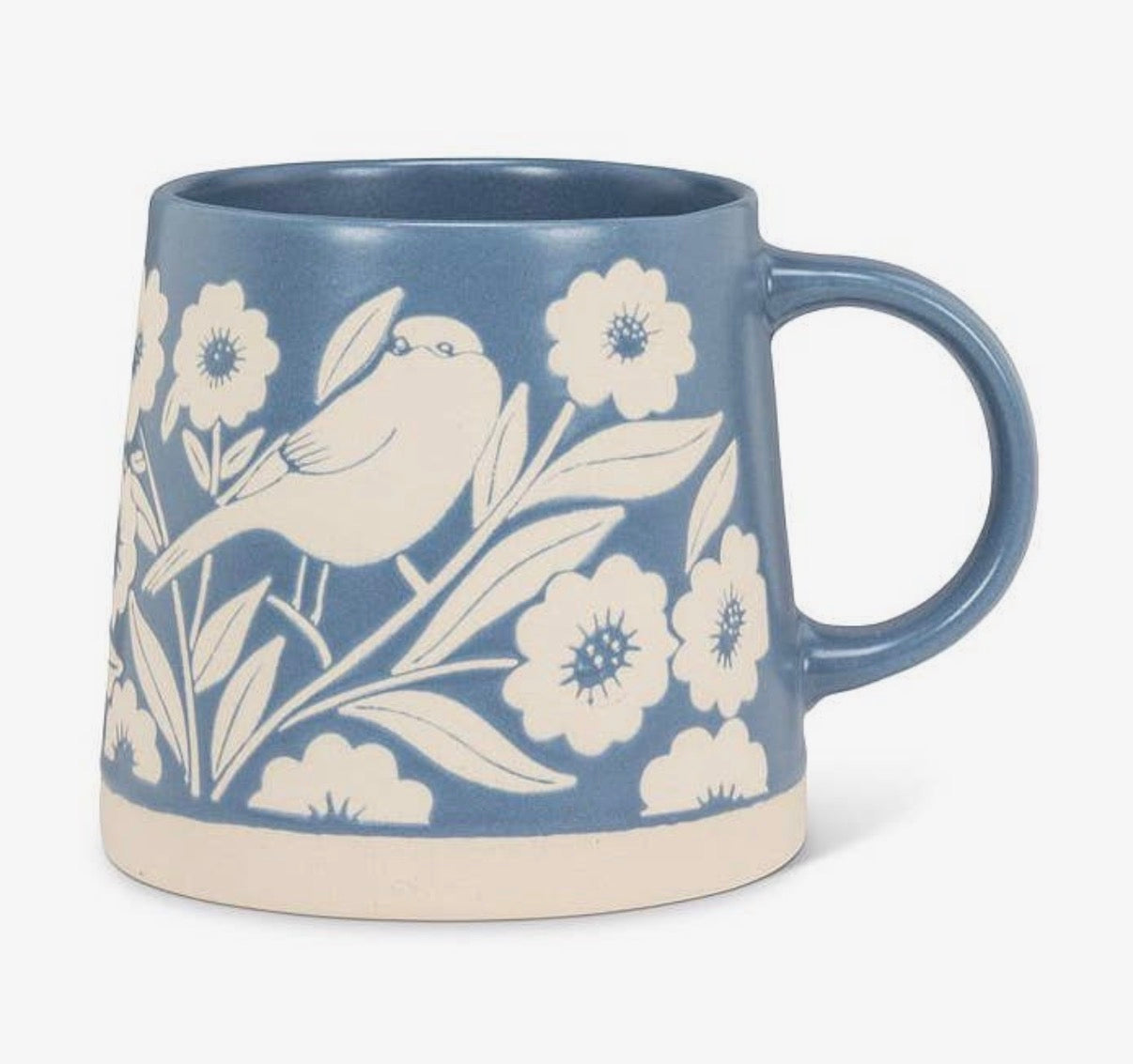 Blue floral bird mug