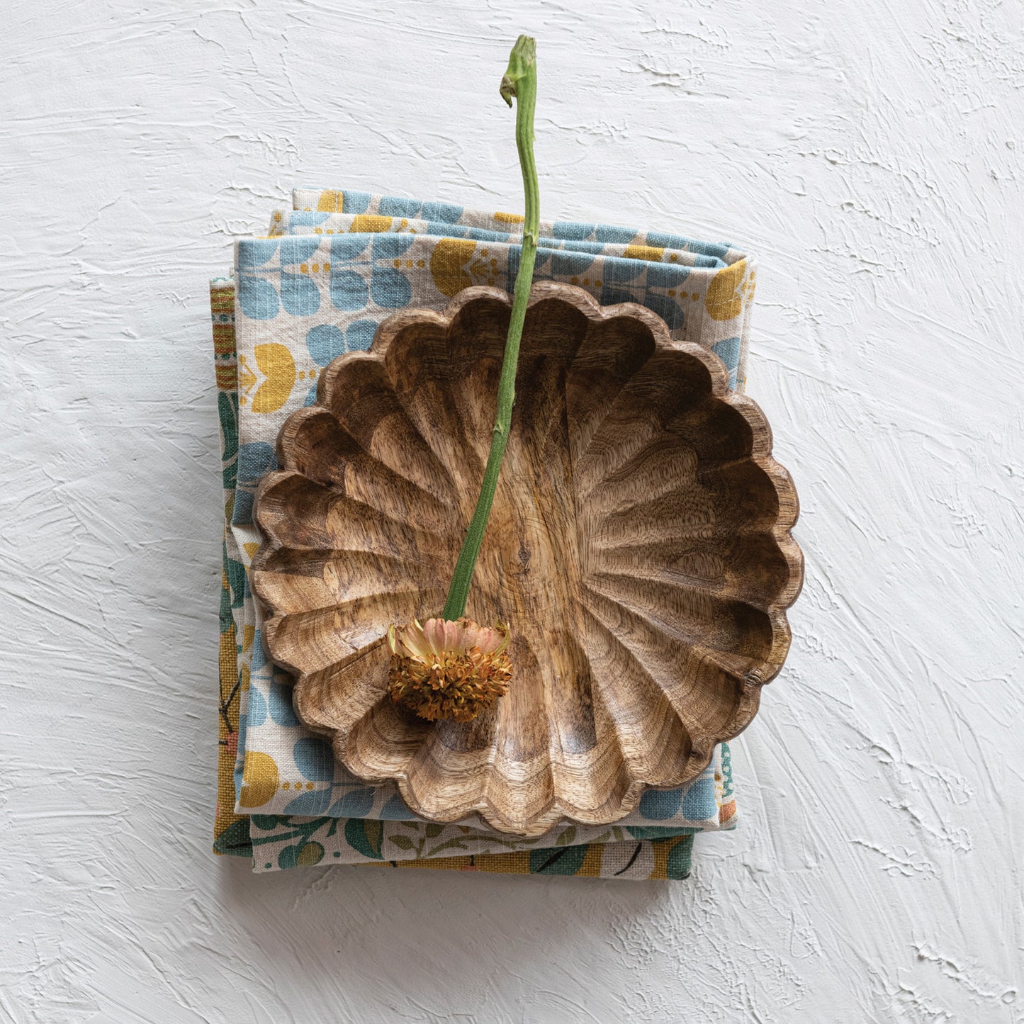 Wood scalloped bowl