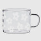 Large glass mug - white flowers