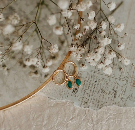 Turquoise hoop charm dangles