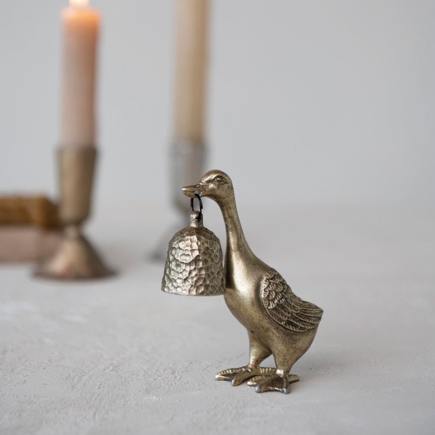Antique brass duck candle snuffer