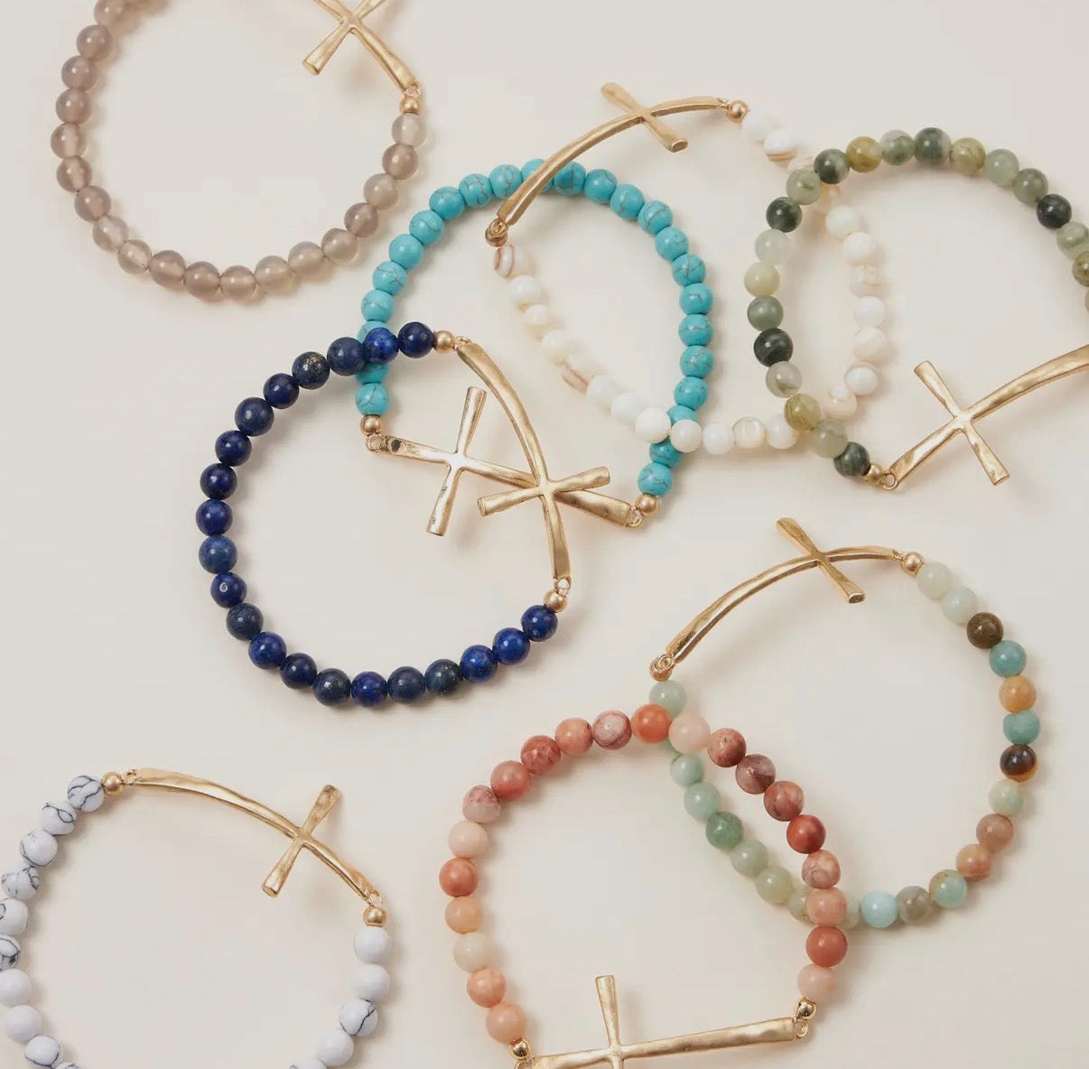 Hammered cross bracelet (various)