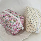 Quilted floral cosmetic makeup bag (various)