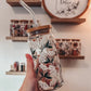 Glass cup with bamboo lid, 20 oz (various patterns)