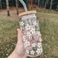 Glass cup with bamboo lid, 20 oz (various patterns)