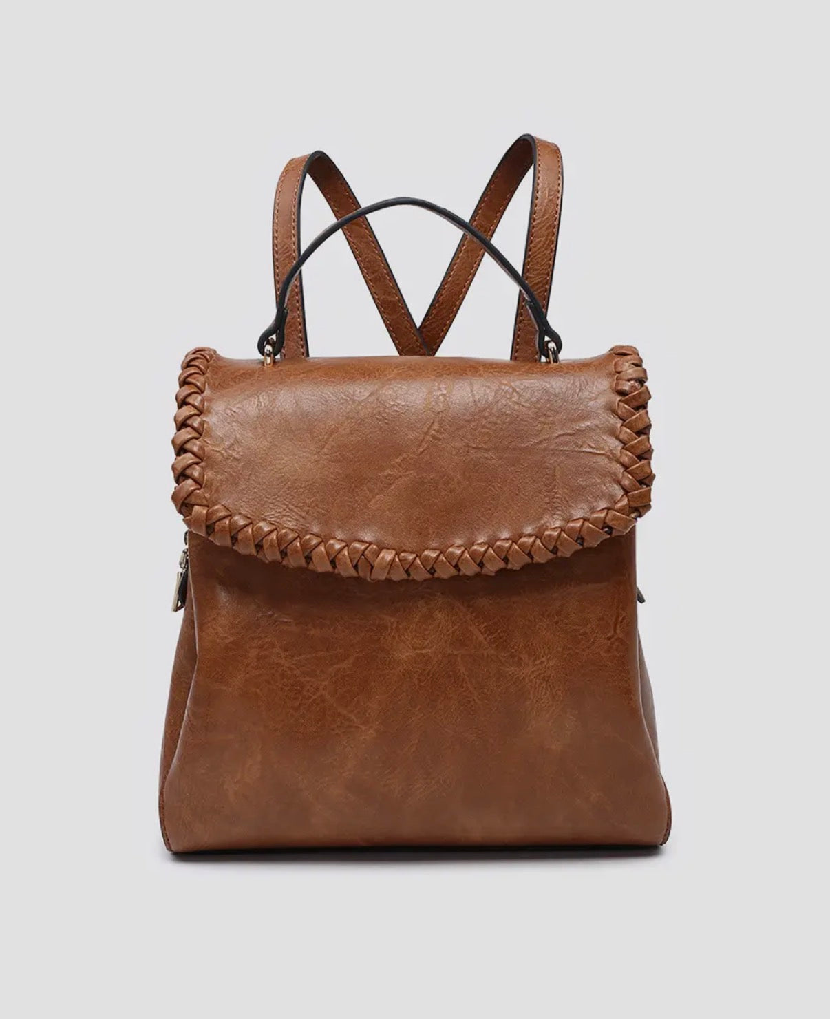 Whipstitch trim backpack purse (various)