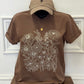 Brown floral wildflower print tee