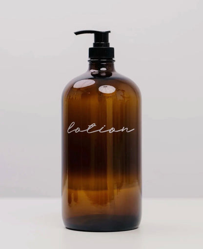 Glass amber liquid pump dispensers