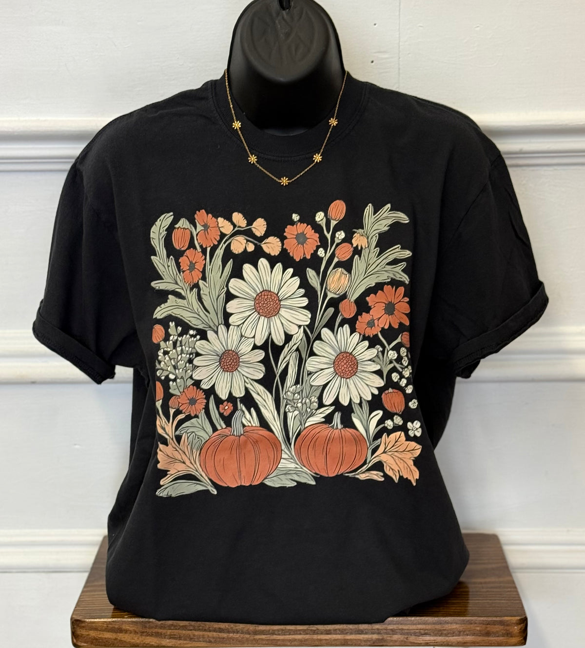 Fall boho pumpkin floral tee