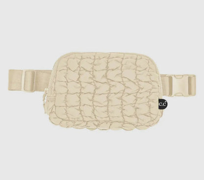 Quilted puffer fanny pack belt bag (various colors)