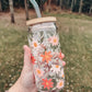 Glass cup with bamboo lid, 20 oz (various patterns)