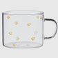 Large glass mug - tiny gold flowers