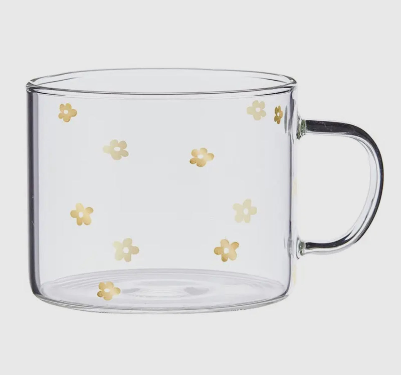 Large glass mug - tiny gold flowers