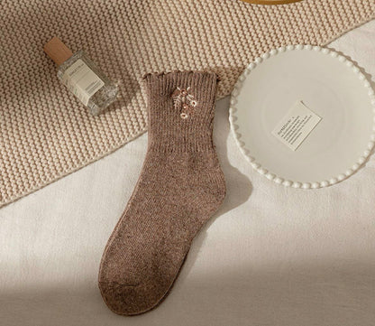 Flower embroidered ruffle socks (various)