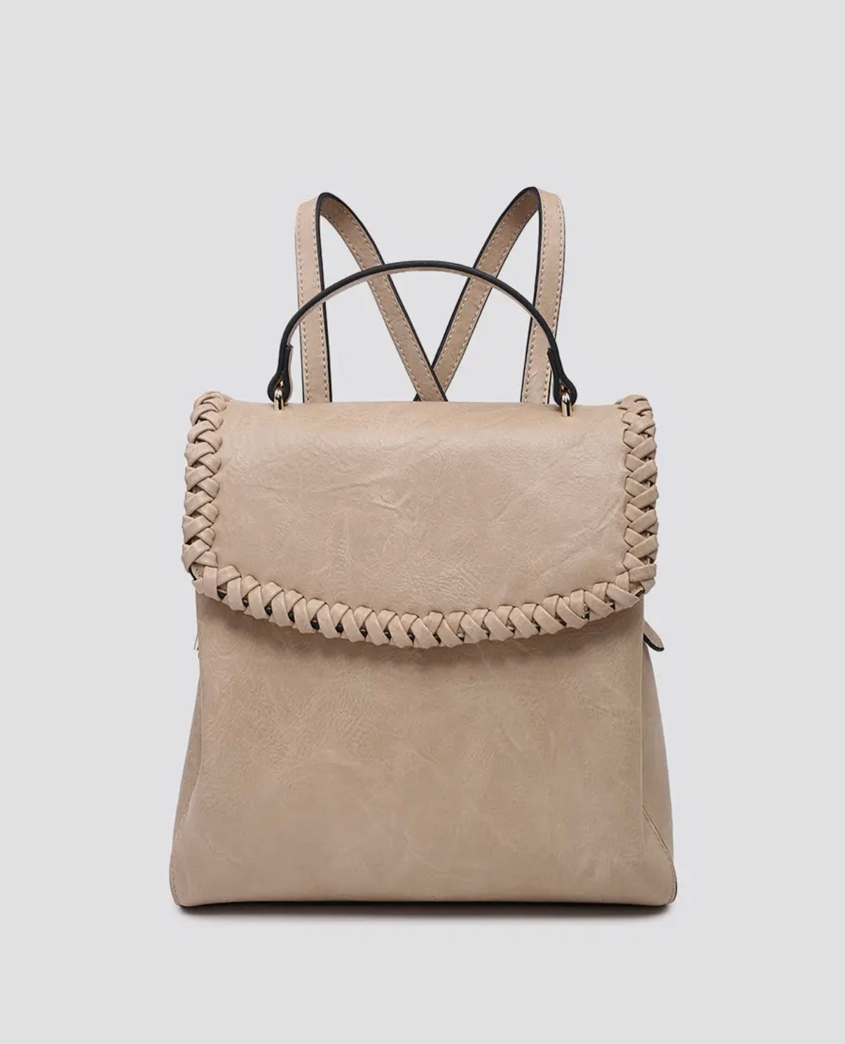 Whipstitch trim backpack purse (various)