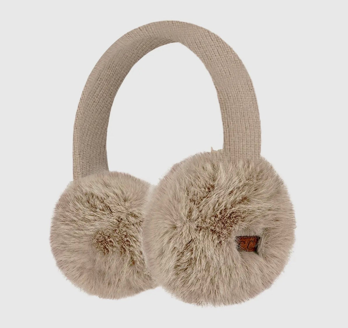C.C. Cable knit fur earmuffs