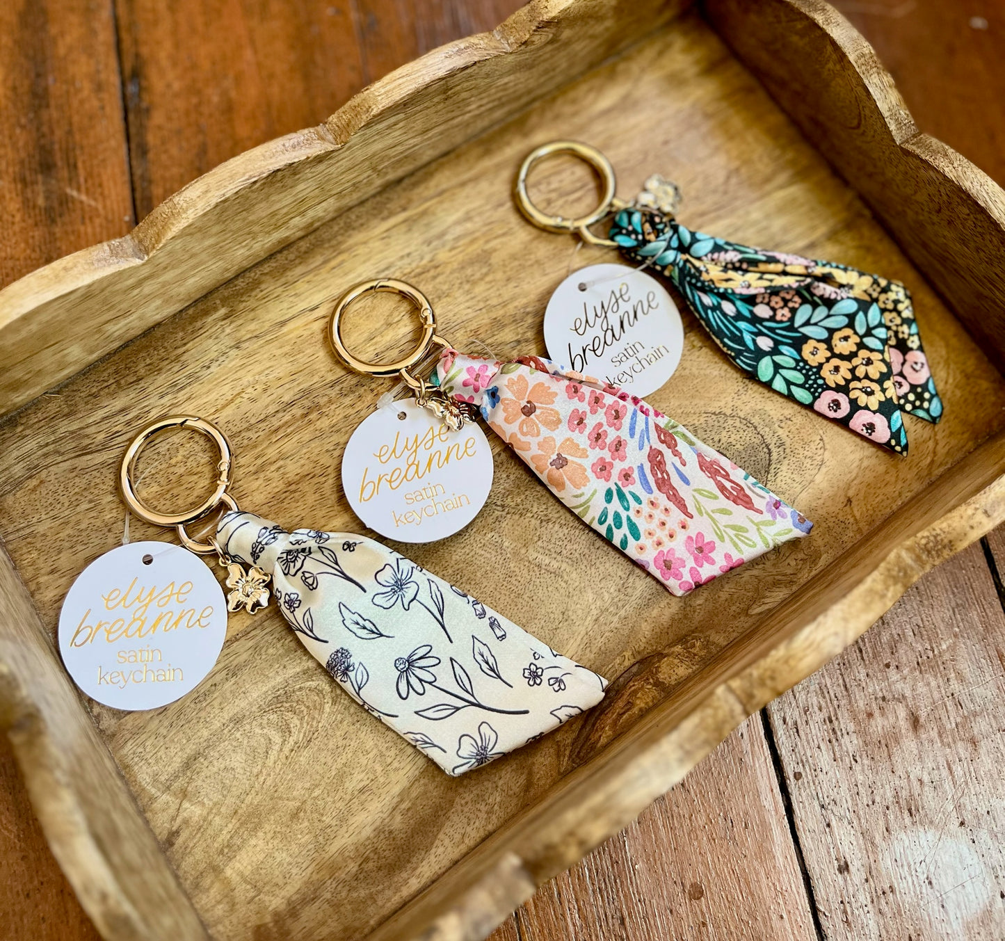 Floral satin keychain (various)