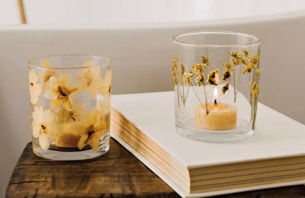 Pressed floral tea light holder
