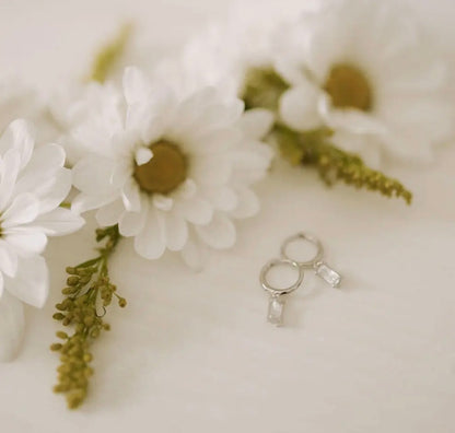 Rectangle diamond charm hoops (various)