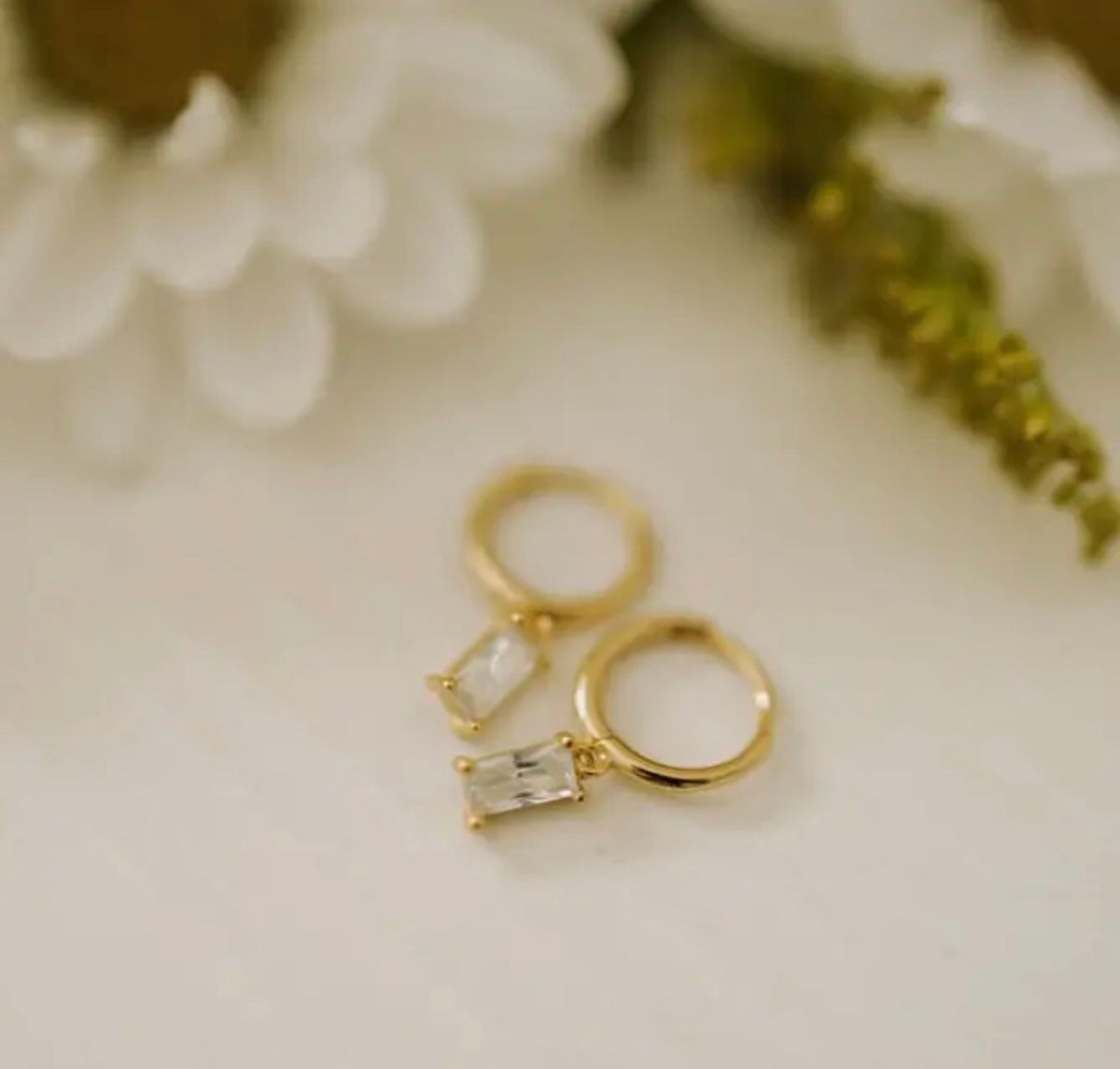 Rectangle diamond charm hoops (various)