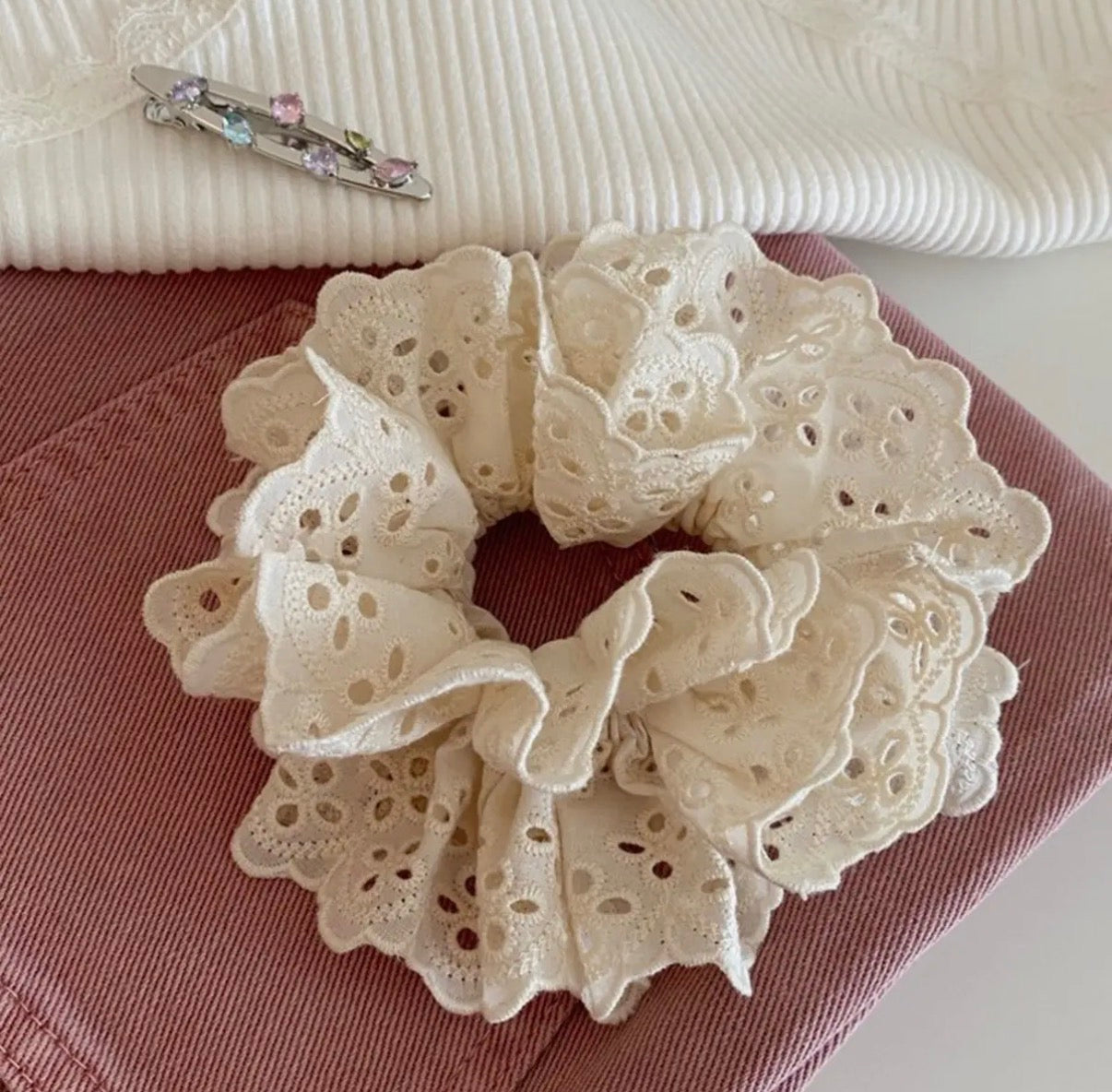Lace hair scrunchie