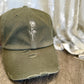Olive daisy flower vintage hat