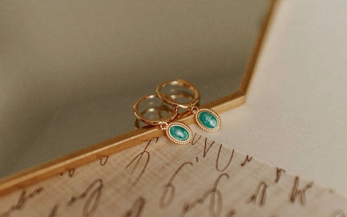 Turquoise hoop charm dangles