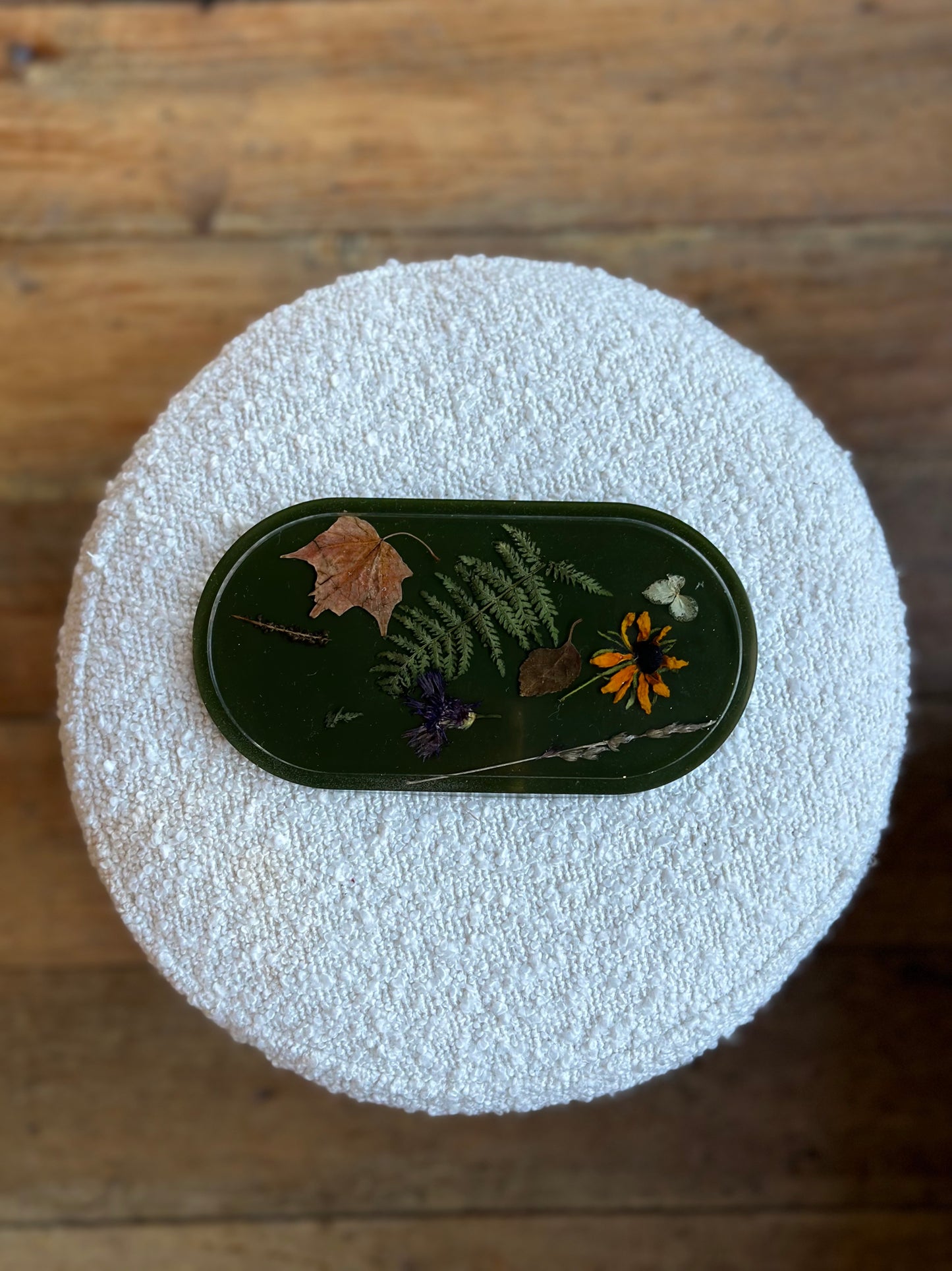 Sunset Spun Handmade resin botanical tray (various)