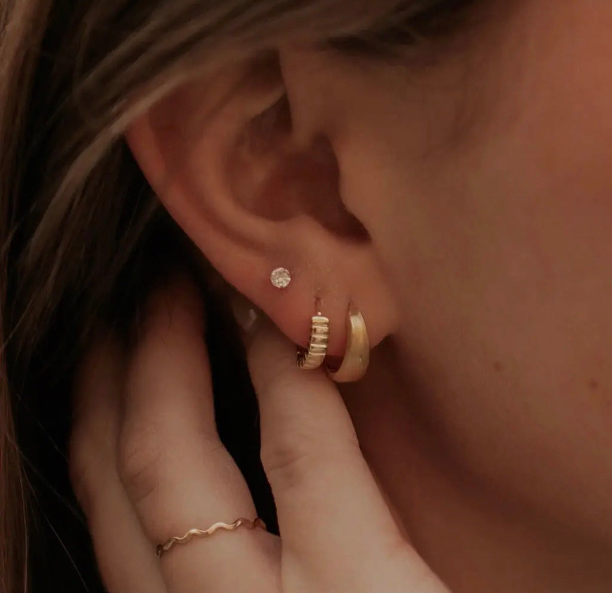 Gold brushed hoops