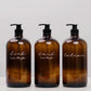 Glass amber liquid pump dispensers