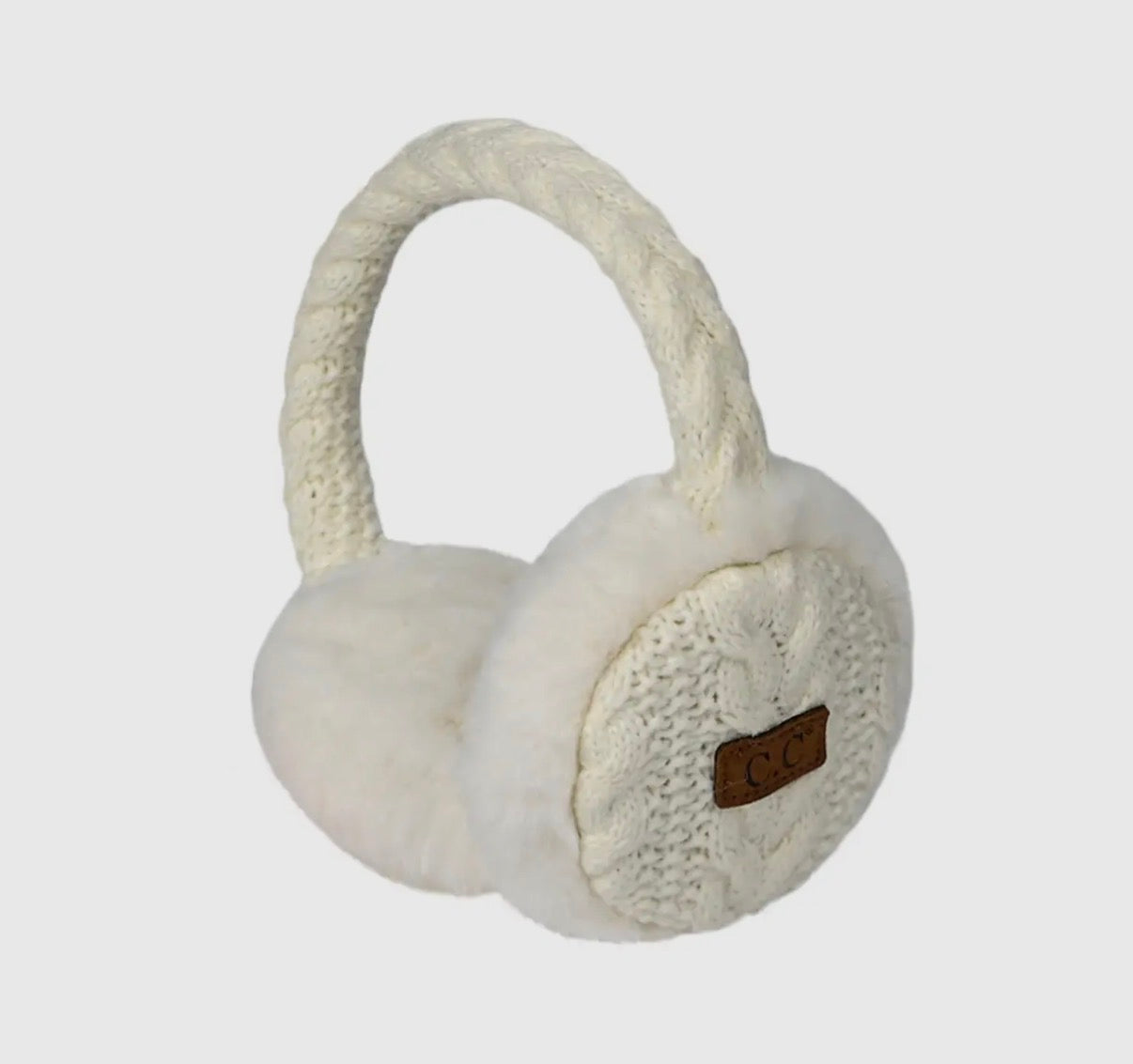 C.C. Cable knit fur earmuffs