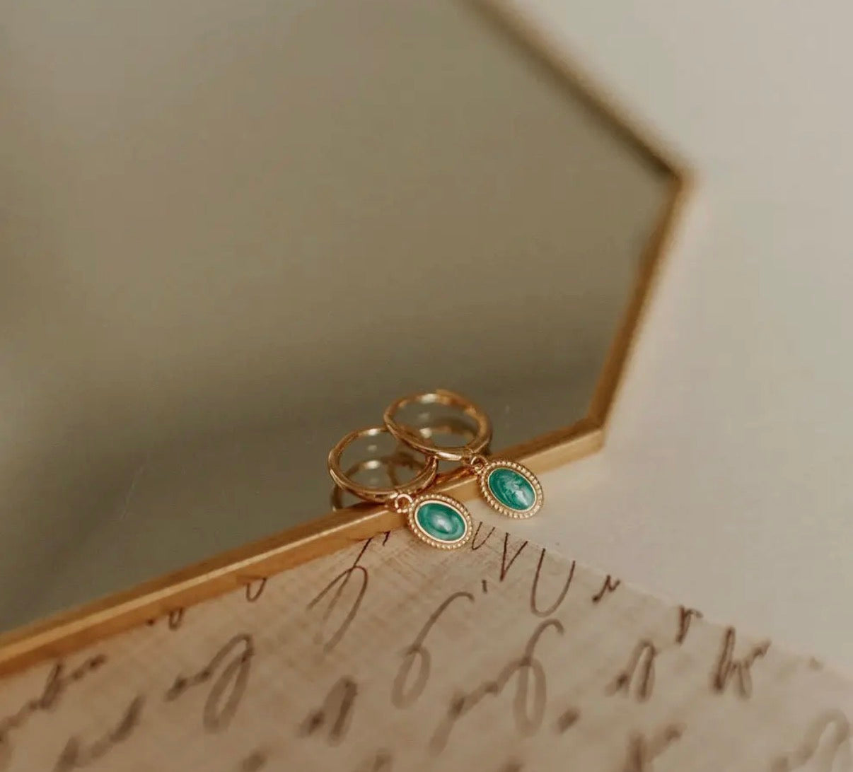 Turquoise hoop charm dangles
