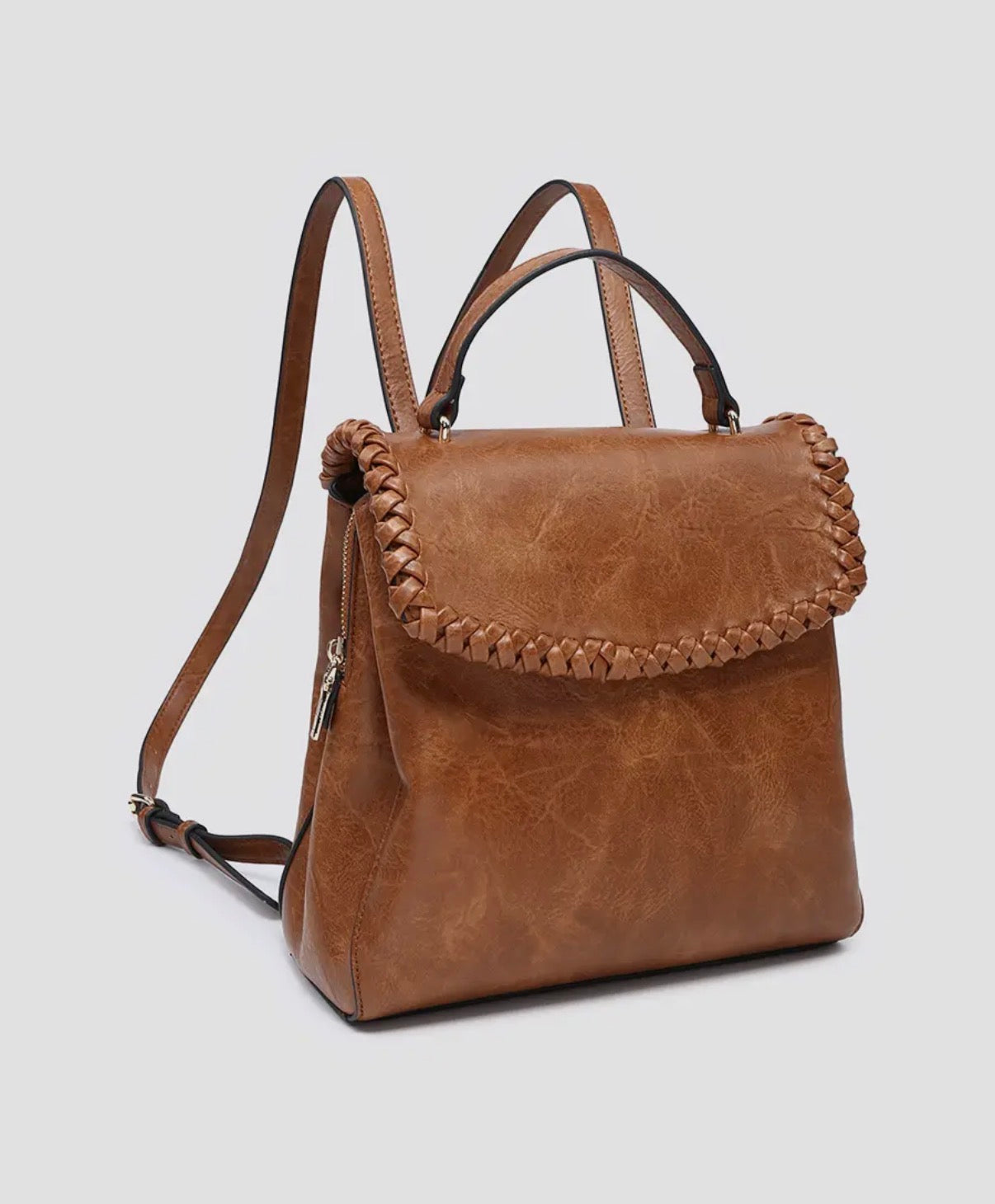 Whipstitch trim backpack purse (various)