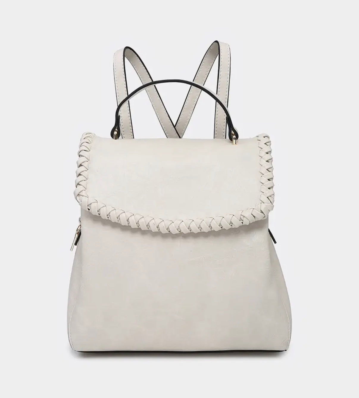 Whipstitch trim backpack purse (various)