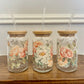Glass cup with bamboo lid, 16 oz (various patterns)