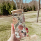 Glass cup with bamboo lid, 20 oz (various patterns)