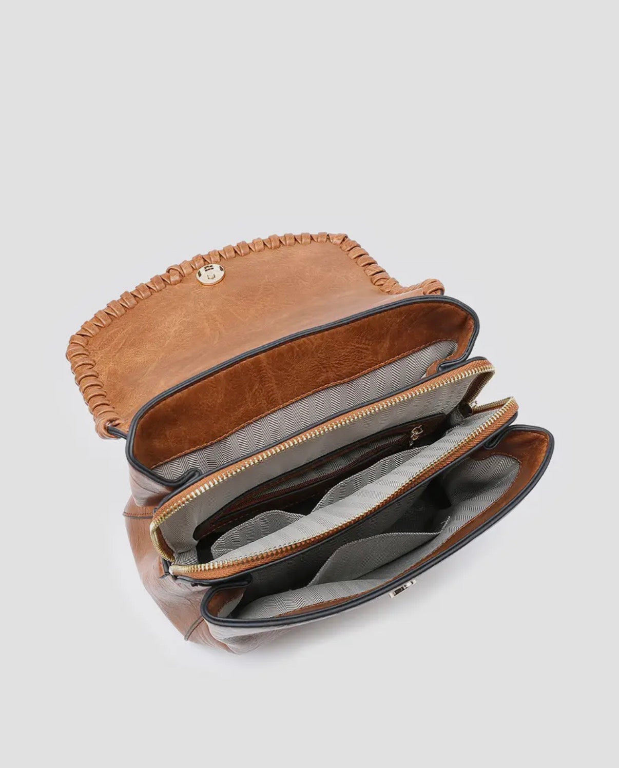 Whipstitch trim backpack purse (various)