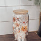 Glass cup with bamboo lid, 16 oz (various patterns)