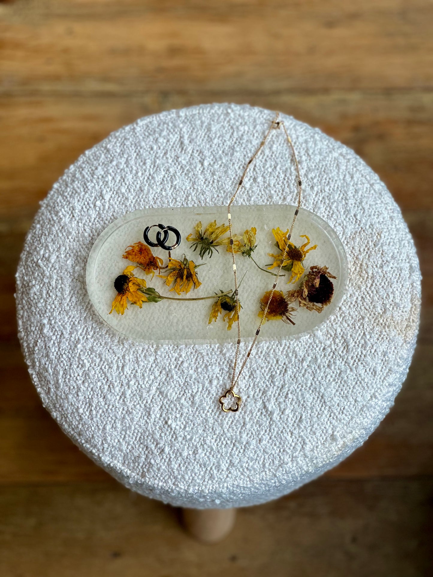 Sunset Spun Handmade resin botanical tray (various)