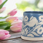 Blue floral bird mug