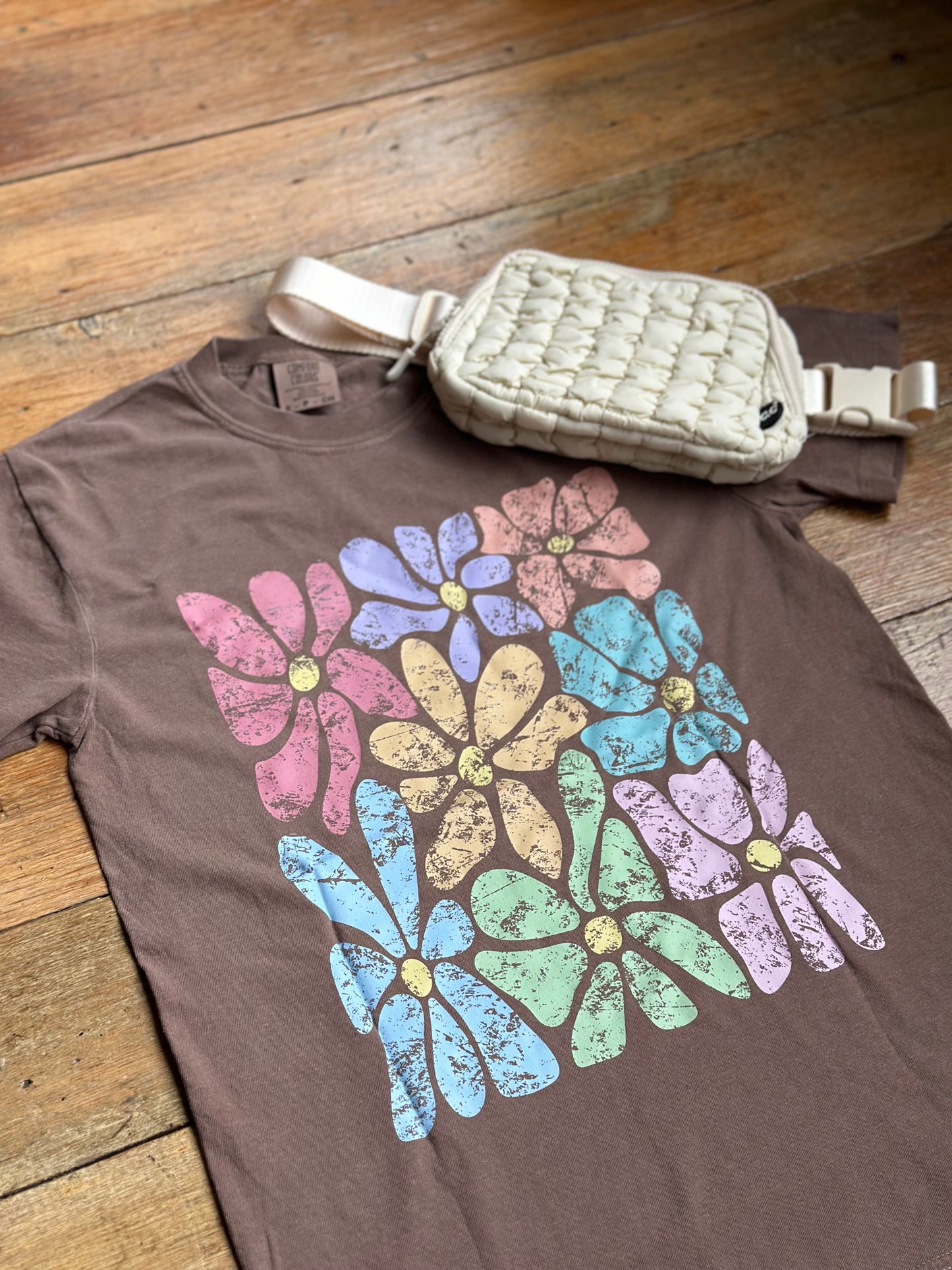 Boho abstract flowers tee