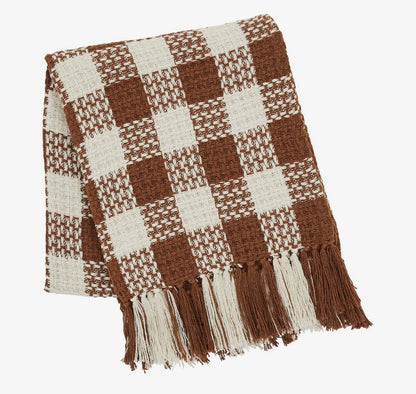 Woven heritage checkered throw blanket