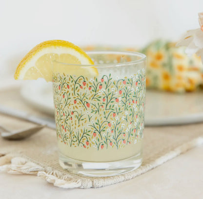 Short floral juice glasses