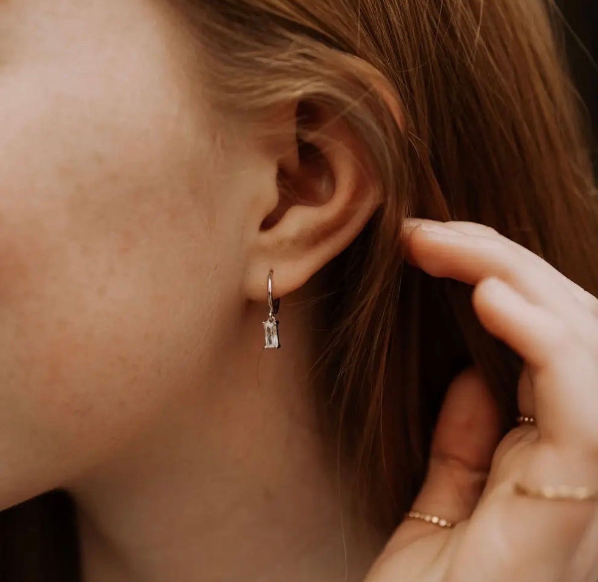 Rectangle diamond charm hoops (various)