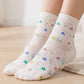 White flower print socks