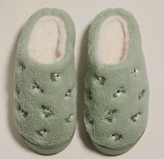 Embroidered floral slippers (various)