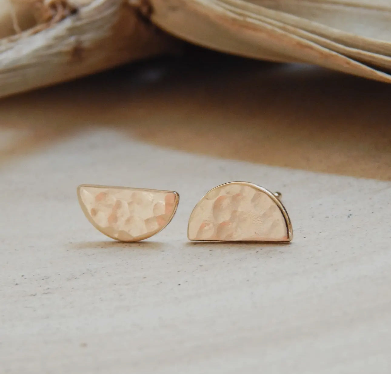 Half circle stud earrings